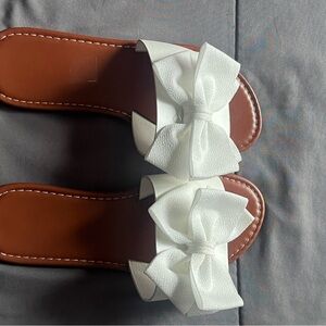 Elegant White Bow Sandals